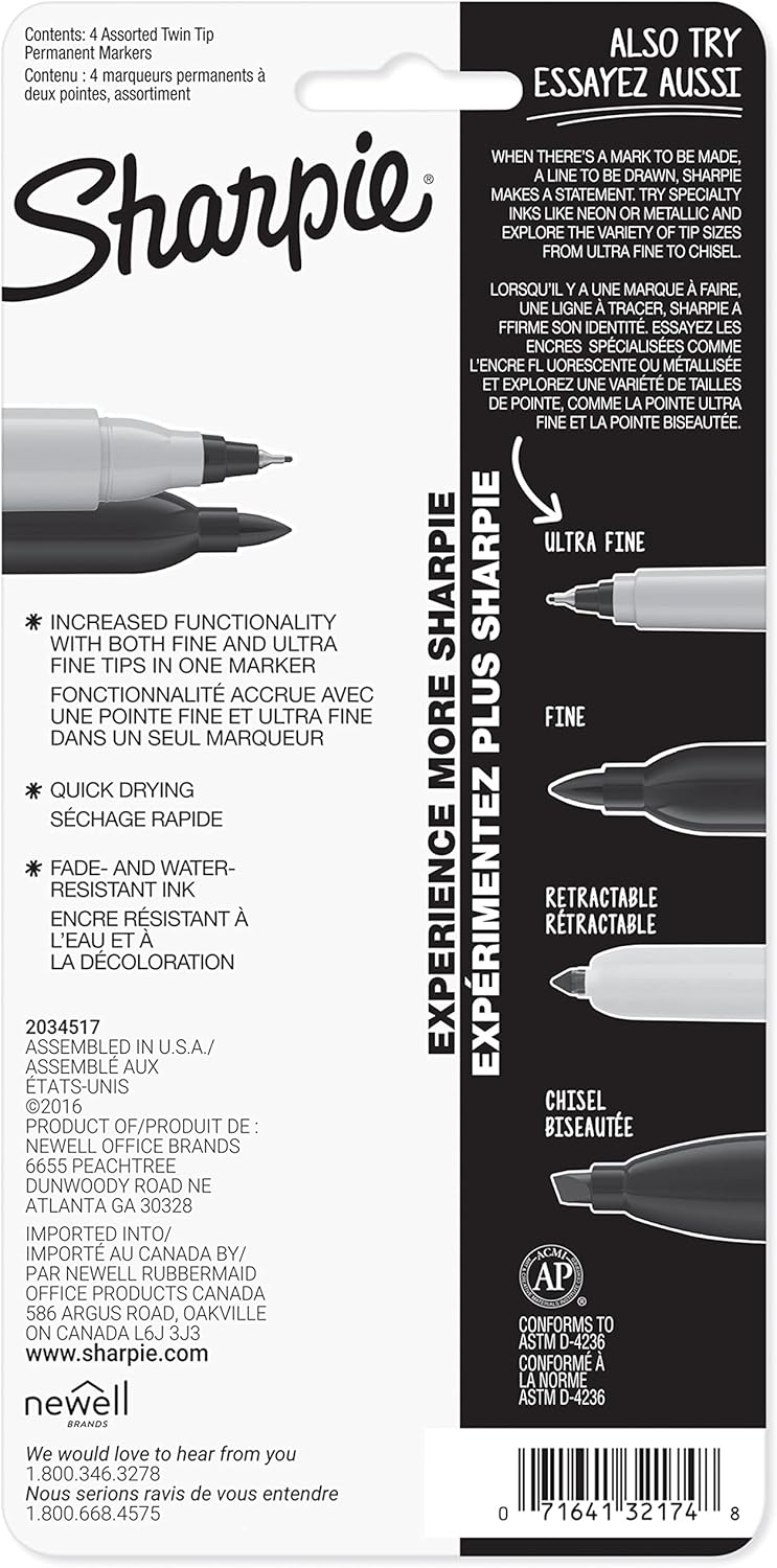 Sharpie Twin Tip Permanent Markers – Safe School Supplies for Kids, Labeling Lunchboxes & Binders