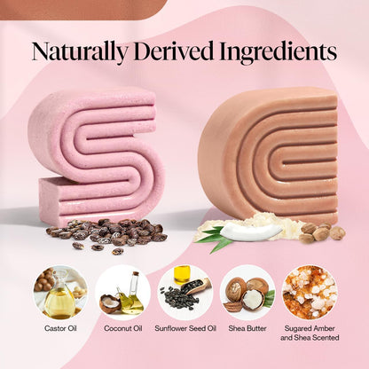 shea butter conditioner bar with natural fatty acids to seal in moisture and soften strands