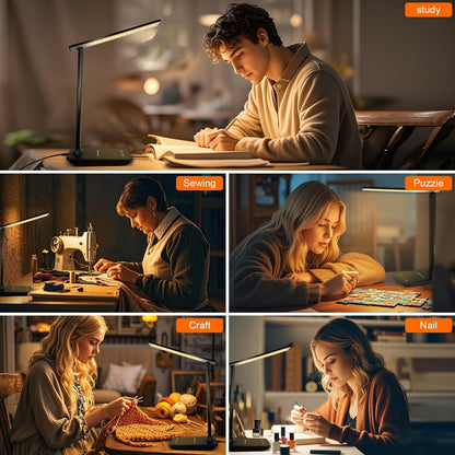 shinelife Dimmable LED Desk Lamp – Focus Light for Work-from-Home Desk with USB Charging and Touch Controls