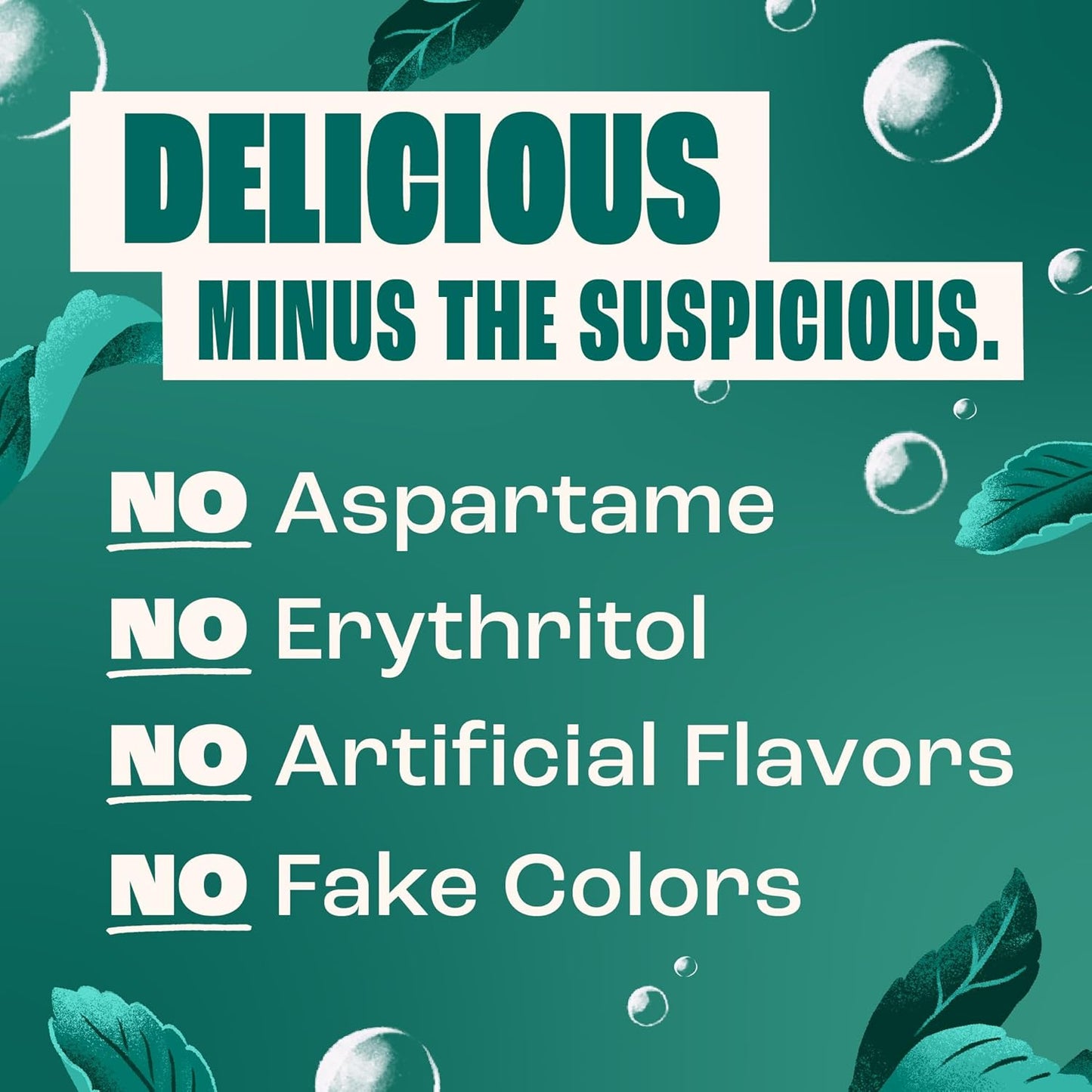 short ingredient lists (carbonated water, stevia, citric/tartaric acid, natural flavors) across all six flavors