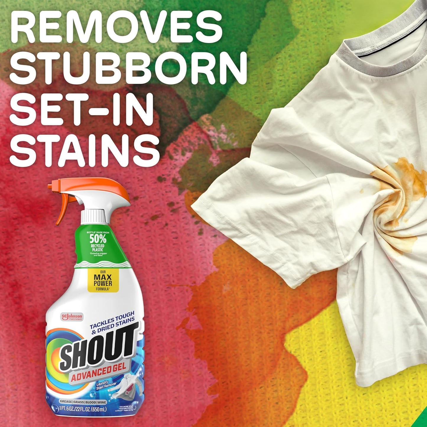 Shout Advanced Gel Stain Remover for Kids' Clothes – Pretreat Play-Dirt, Grass, and Food Messes Before Laundry