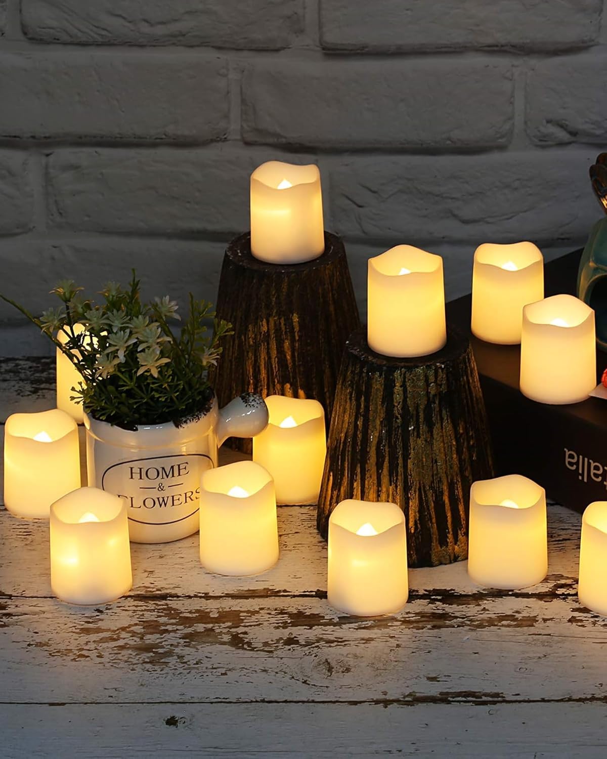 SHYMERY 200+ Hour Battery LED Votive Candles Set of 24 for Wedding Aisle and Ceremony Decor Warm White Flicker