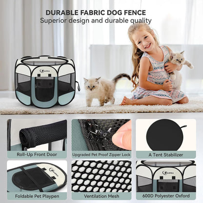 Siedihit Indoor Pet Playpen – Cozy Modern Pet Nook for Small Apartments, Minimalist Foldable Crate With Padded Floor Option
