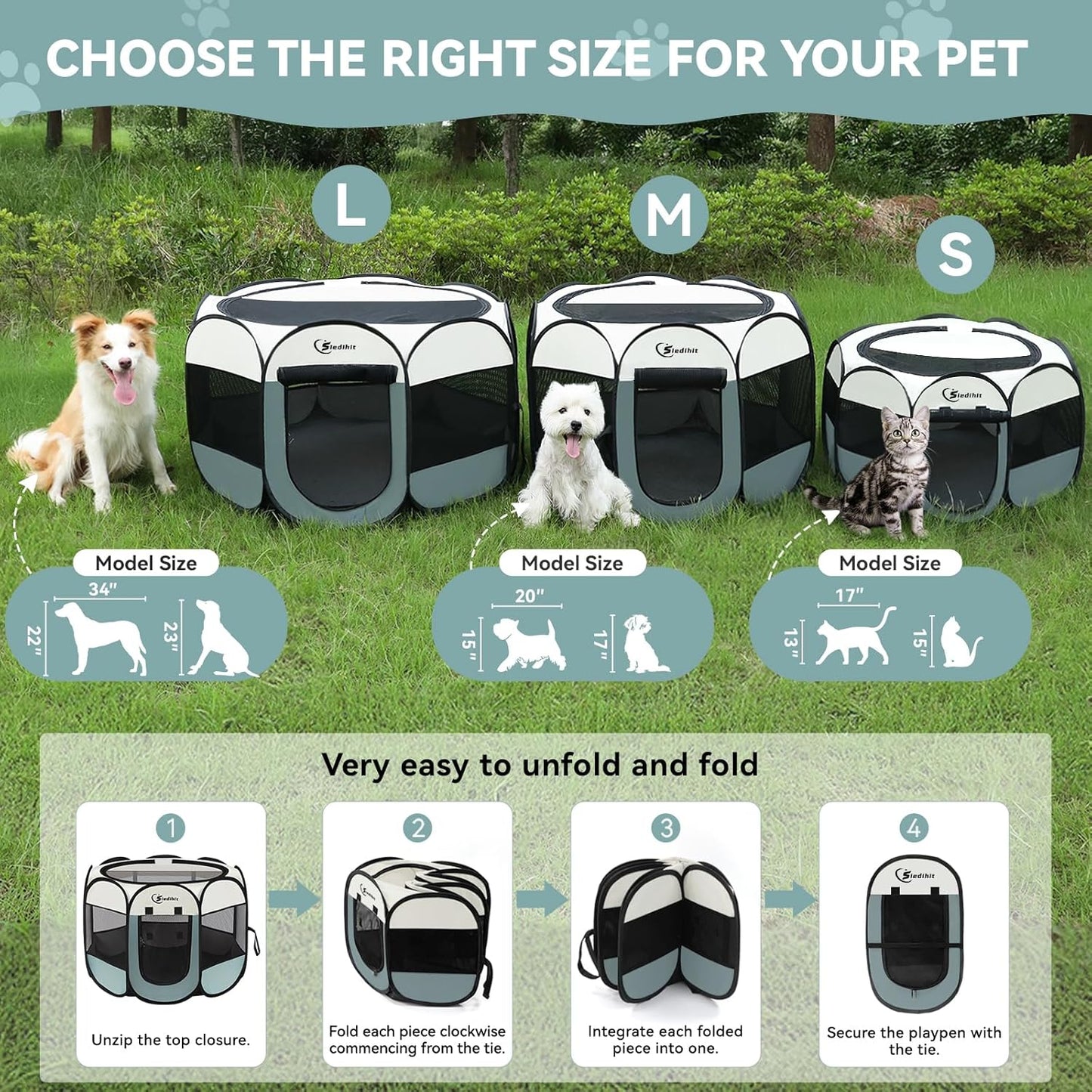 Siedihit Indoor Pet Playpen – Cozy Modern Pet Nook for Small Apartments, Minimalist Foldable Crate With Padded Floor Option