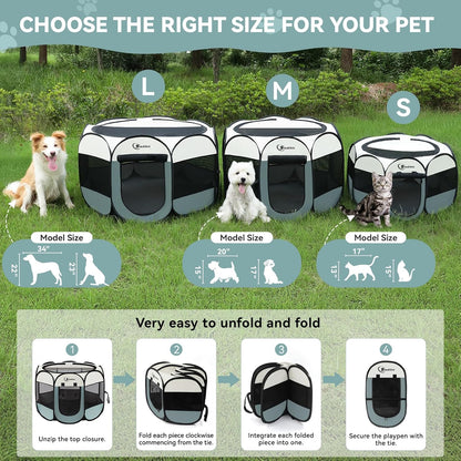 Siedihit Indoor Pet Playpen – Cozy Modern Pet Nook for Small Apartments, Minimalist Foldable Crate With Padded Floor Option