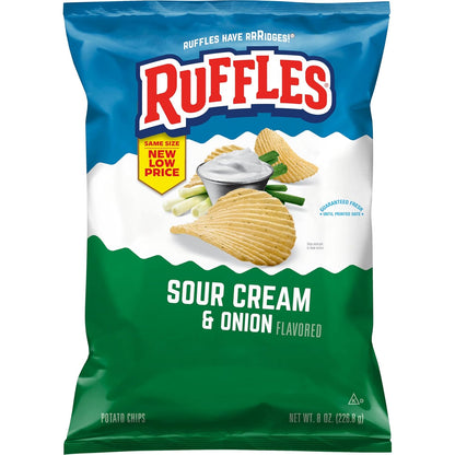 signature ridged/wavy potato chip texture designed for crunch and dip scooping