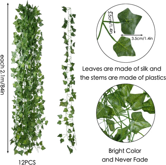 silk leaves with plastic stems in heart-shaped, realistic style