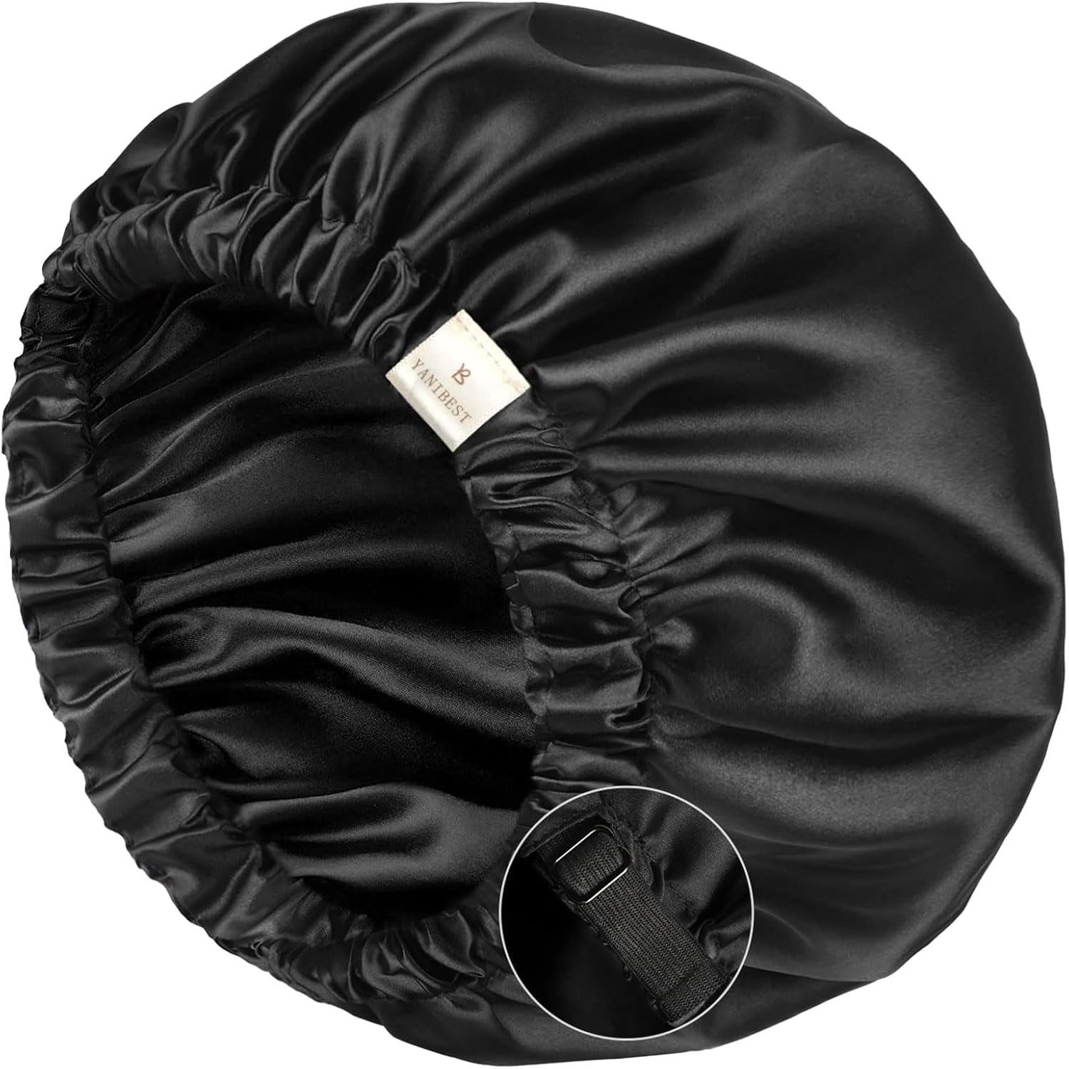 silk/satin outer and inner lining that reduces friction on hair strands
