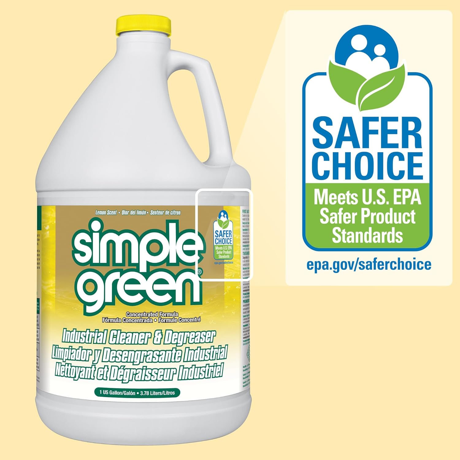 Simple Green Industrial Cleaner and Degreaser 1 Gal. Lemon Scent – Heavy-Duty Degreaser for Warehouse Floors and Loading Docks