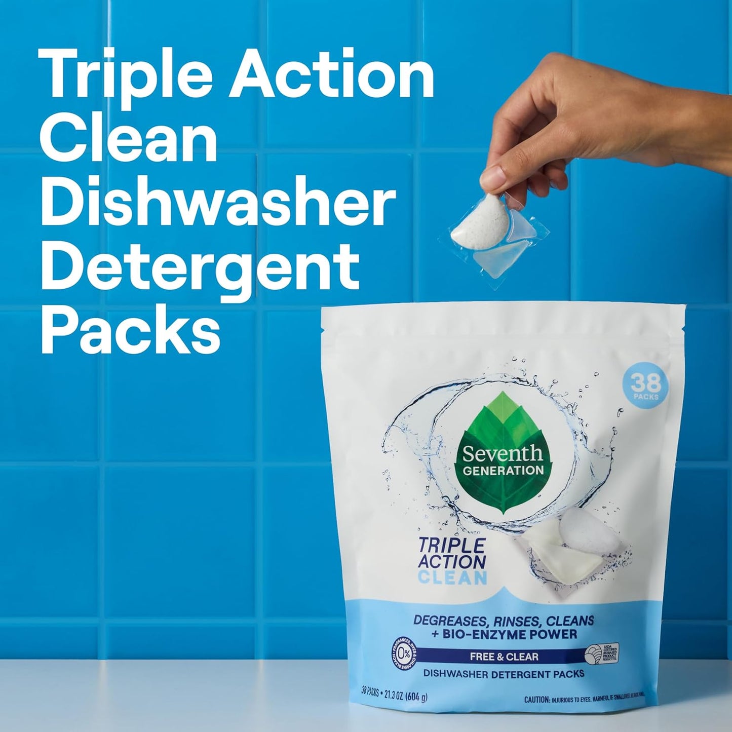 single-dose water-soluble pod format with integrated rinse aid