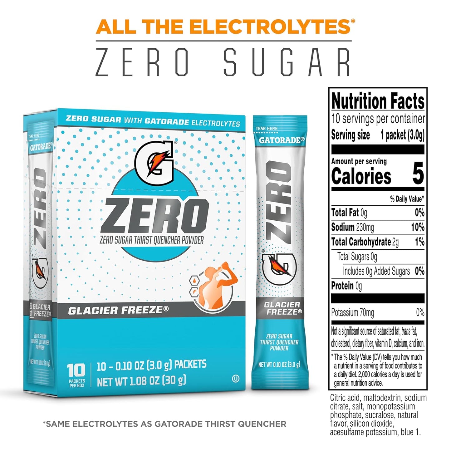 single-serve 0.10 oz powder packets that mix into 20 fl oz of water