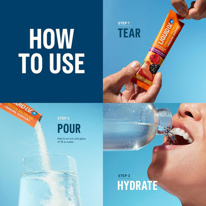 single-serving 16 oz stick packets that pour, shake, and dissolve instantly