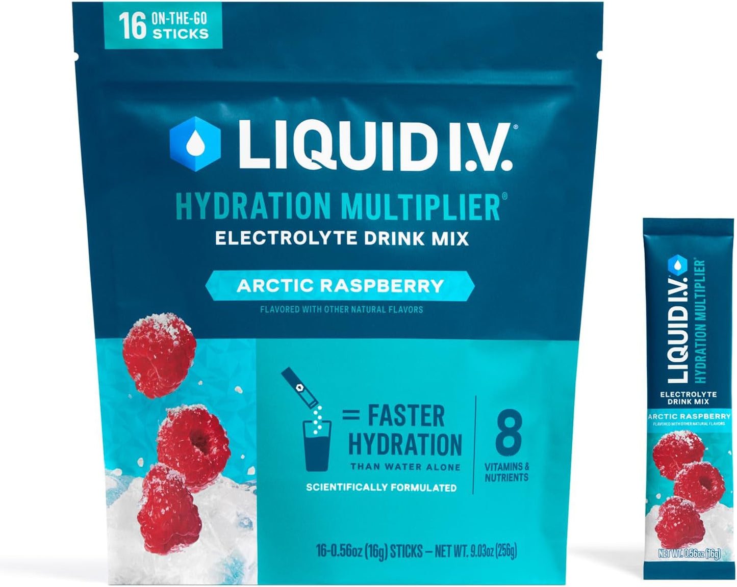 single-serving powder packets that mix into 16 oz of water