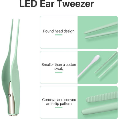 six ear picks including a unique spring-and-spiral tip that massages the canal while relieving itch