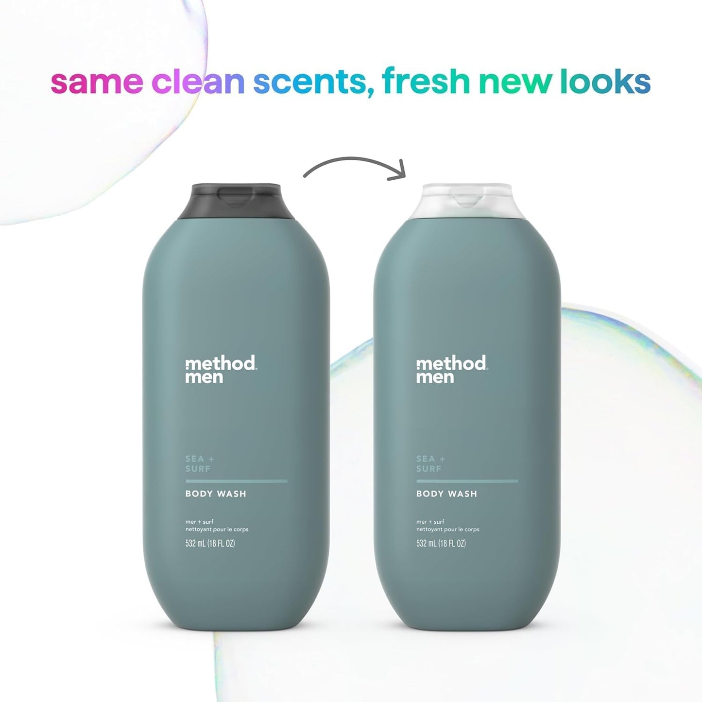 six nature-inspired scent variants (sea + surf, cedar + cypress, glacier + granite, juniper + sage, sandalwood + vetiver)