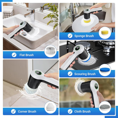 six replaceable brush heads with stable quick-connect attachment to prevent falling off