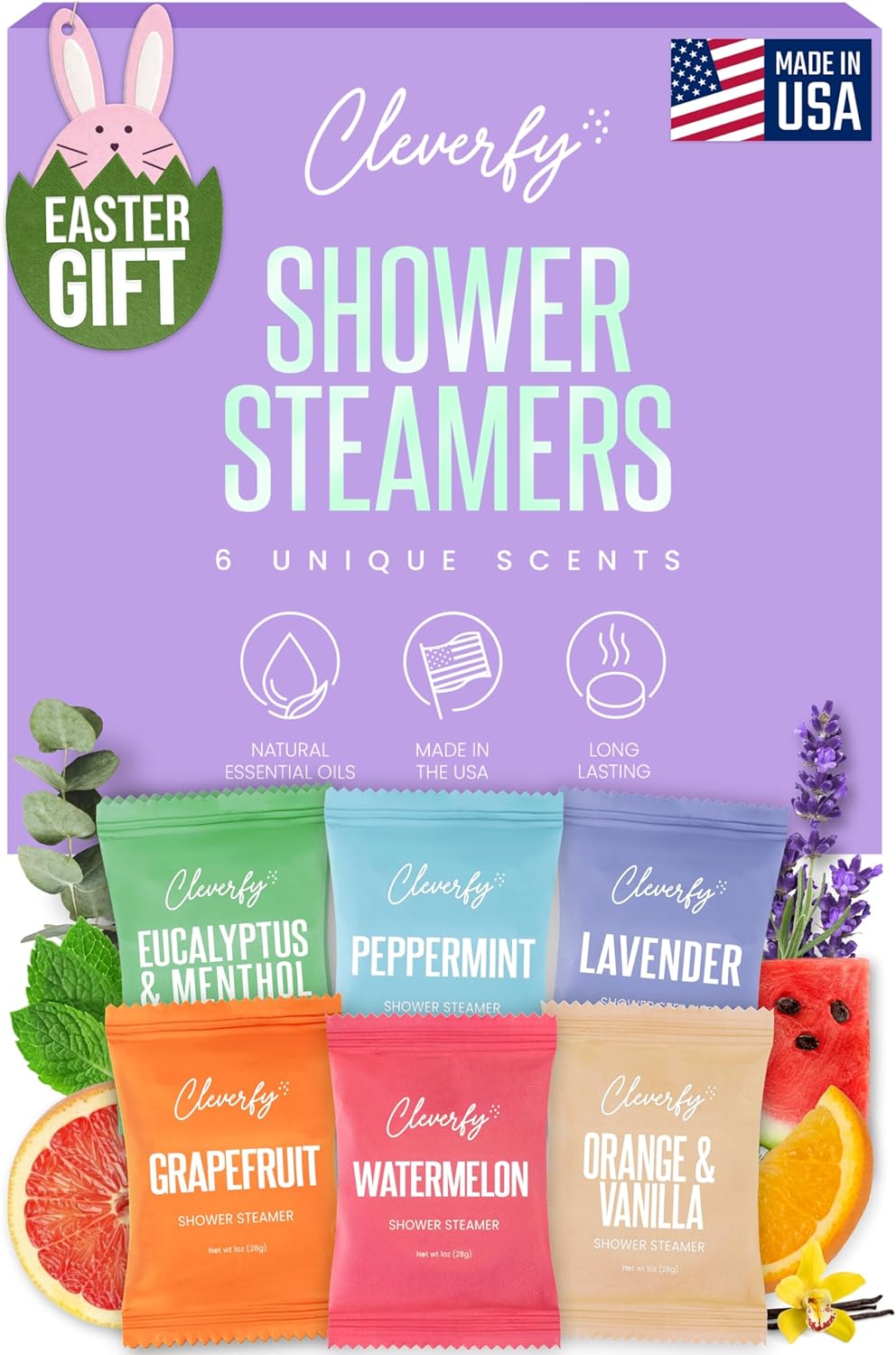 six tablet multi-scent pack: lavender, menthol & eucalyptus, vanilla, watermelon, grapefruit, peppermint