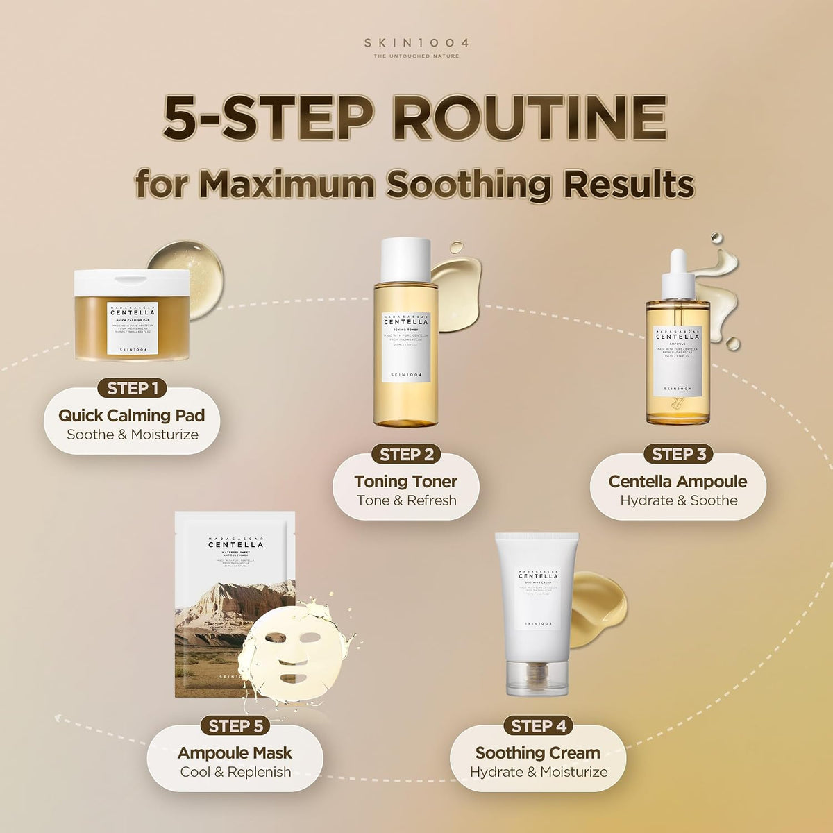 SKIN1004 Madagascar Centella Ampoule for Evening Wind-Down Skincare Ritual, Hydrating Korean Face Serum