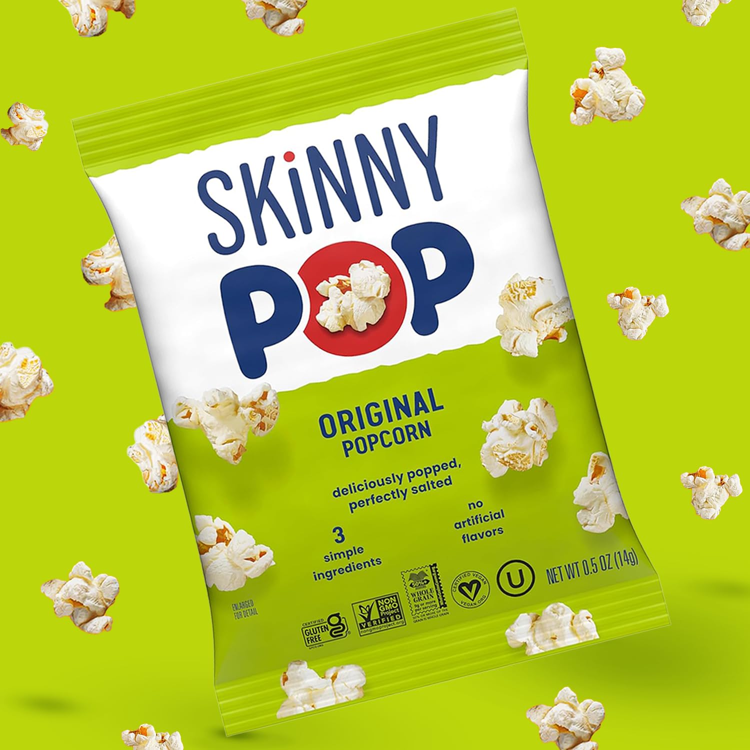 SkinnyPop Popcorn – Allergen-Safe School Lunch Snack for Kids' Lunchboxes, 0.5oz Portion Bags