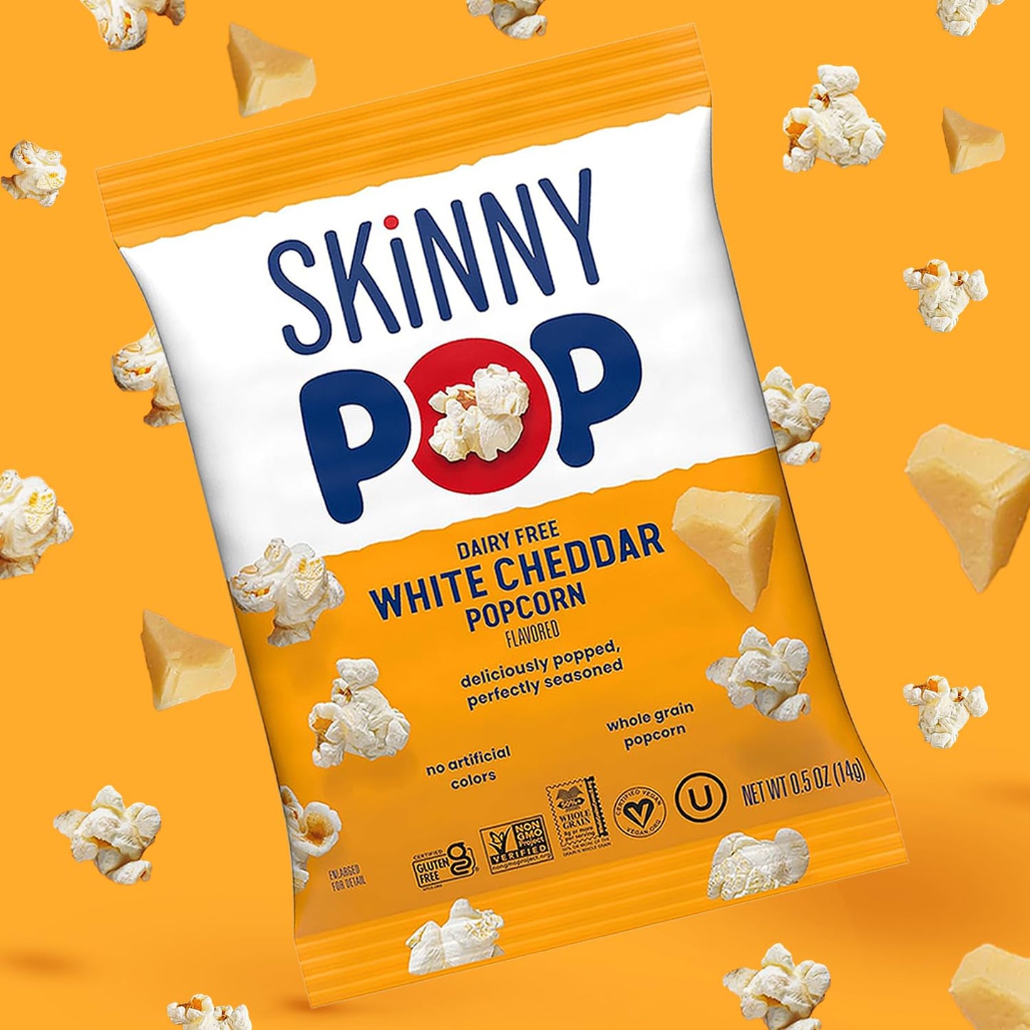 SkinnyPop Popcorn – Allergen-Safe School Lunch Snack for Kids' Lunchboxes, 0.5oz Portion Bags