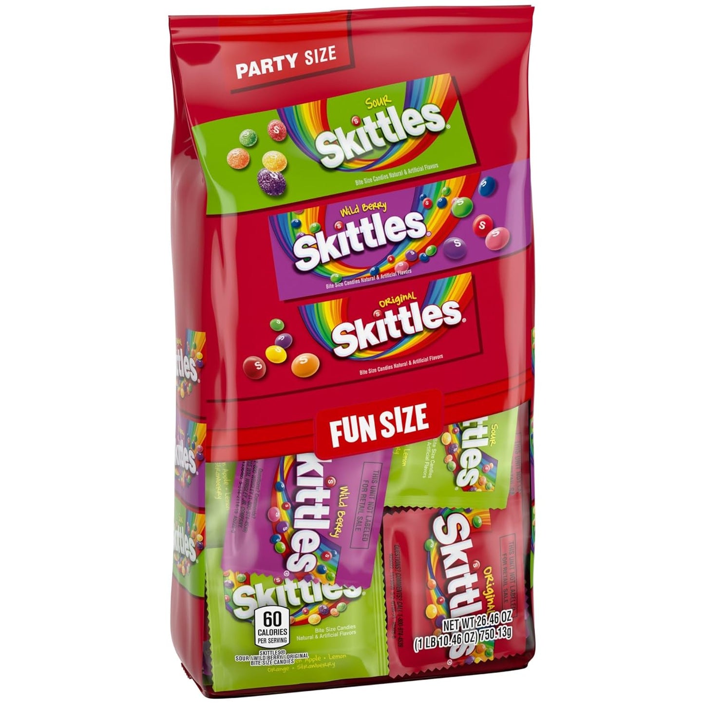 SKITTLES Original, Wild Berry & Sour Variety Pack – Trick-or-Treat Bowl & Classroom Valentine Exchange, 26.46 oz