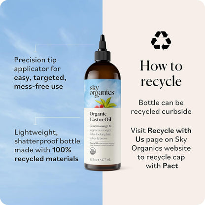 Sky Organics Castor Oil – Nightly Self-Care Ritual for Thicker-Looking Hair and Restorative Scalp Massage