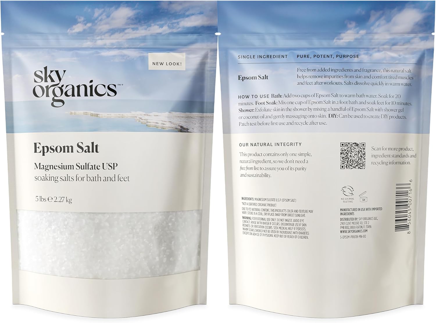 Sky Organics Epsom Salt Bath Soak - 20 Minute Self Care Ritual Magnesium Soak for Sore Muscles