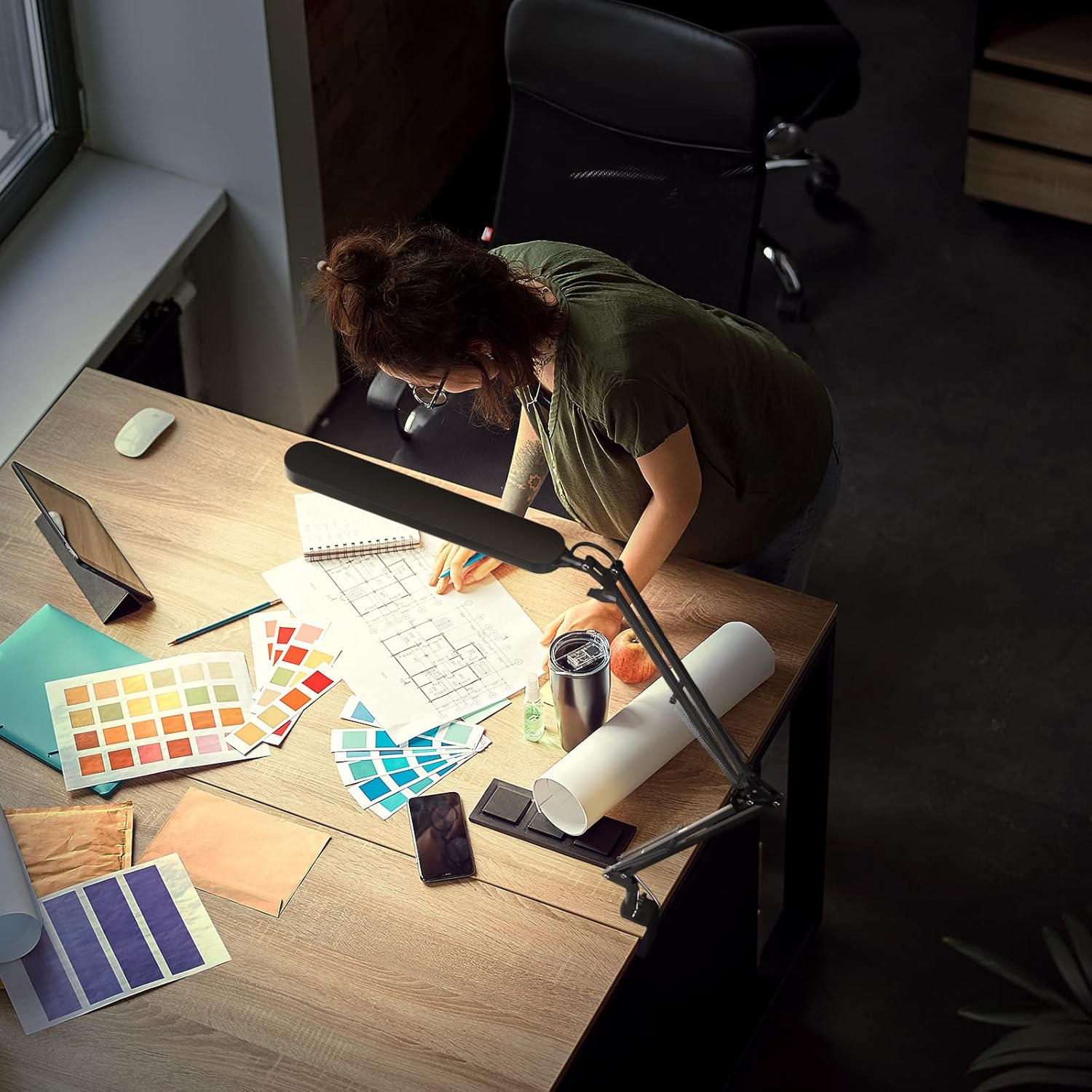 SKYLEO Swing Arm Desk Lamp – Study Light for Late-Night Sessions, 55 Brightness Combinations to Beat Eye Fatigue