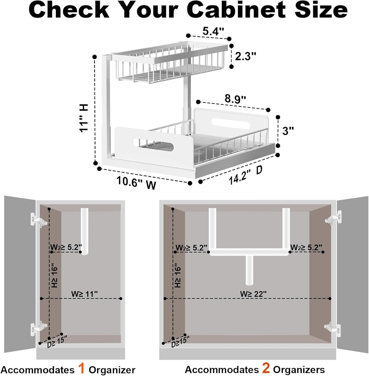 sliding pull-out drawer accessible from both left and right sides with handles