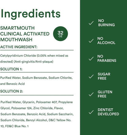 SmartMouth Clinical Activated Mouthwash System – Mindful Morning Oral Care Ritual for Wellness Routines, 24-Hour Fresh Breath