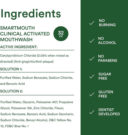 SmartMouth Clinical Activated Mouthwash System – Premium Dentist-Developed Oral Care for the Discerning Professional, 32 fl oz