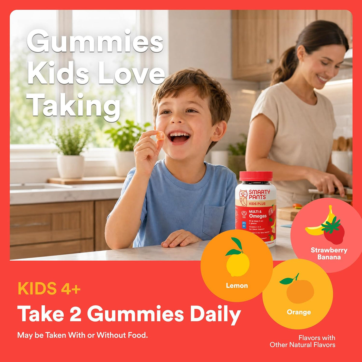 SmartyPants Kids Multivitamin Gummies – Allergen Aware Daily Vitamin Tested for 200 Plus Contaminants, Top 9 Allergen Free, 60 Count