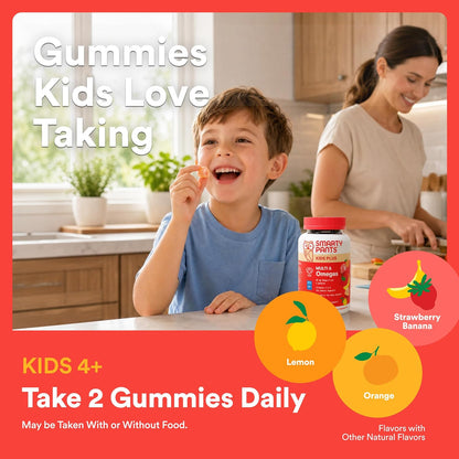 SmartyPants Kids Multivitamin Gummies – Allergen Aware Daily Vitamin Tested for 200 Plus Contaminants, Top 9 Allergen Free, 60 Count