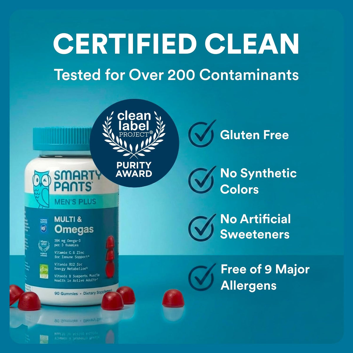 SmartyPants Men's Multivitamin Gummies – On-the-Go Nutrition for Demanding Workdays, Travel-Friendly 90 ct Bottle