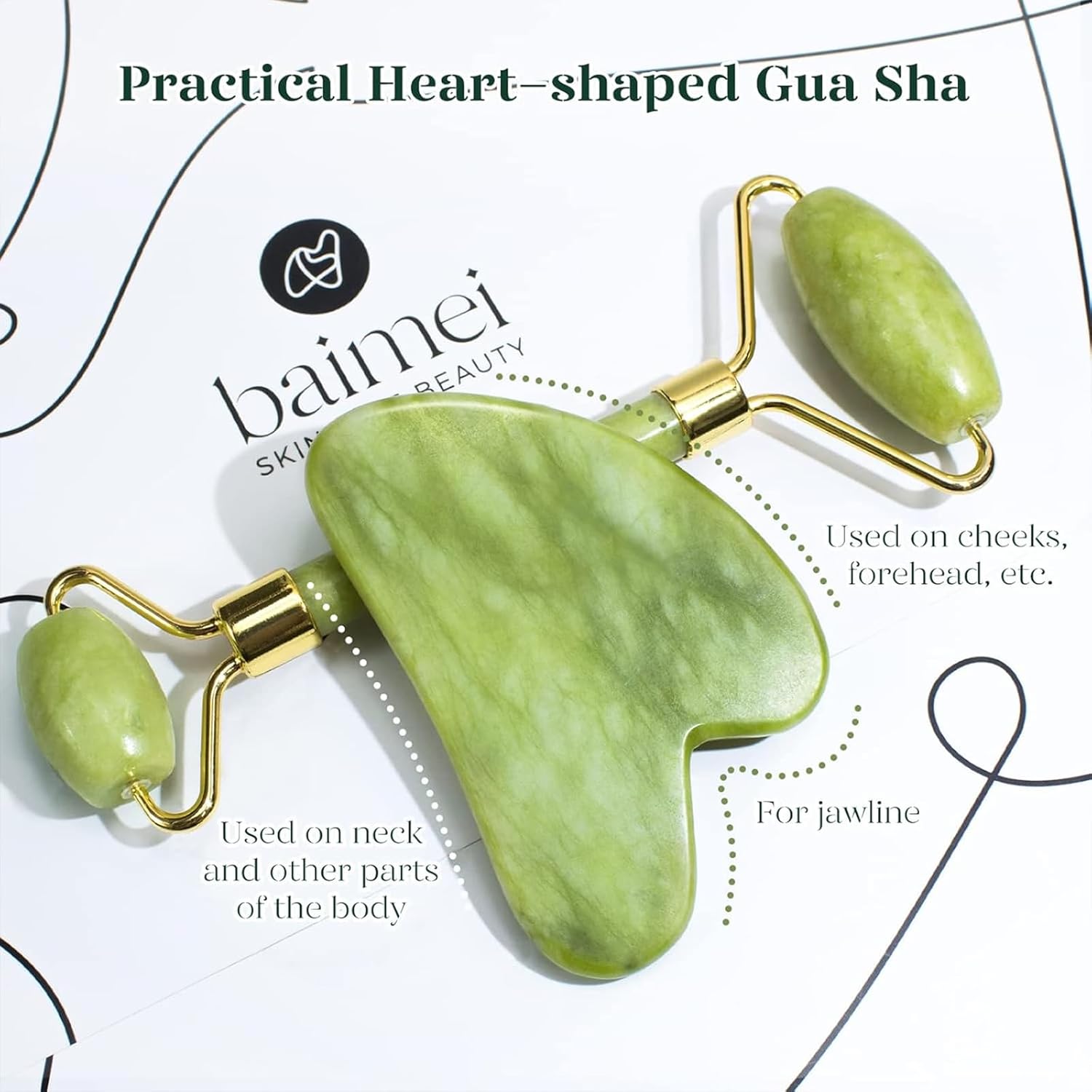 smooth, sturdy jade roller with cool-to-the-touch surface