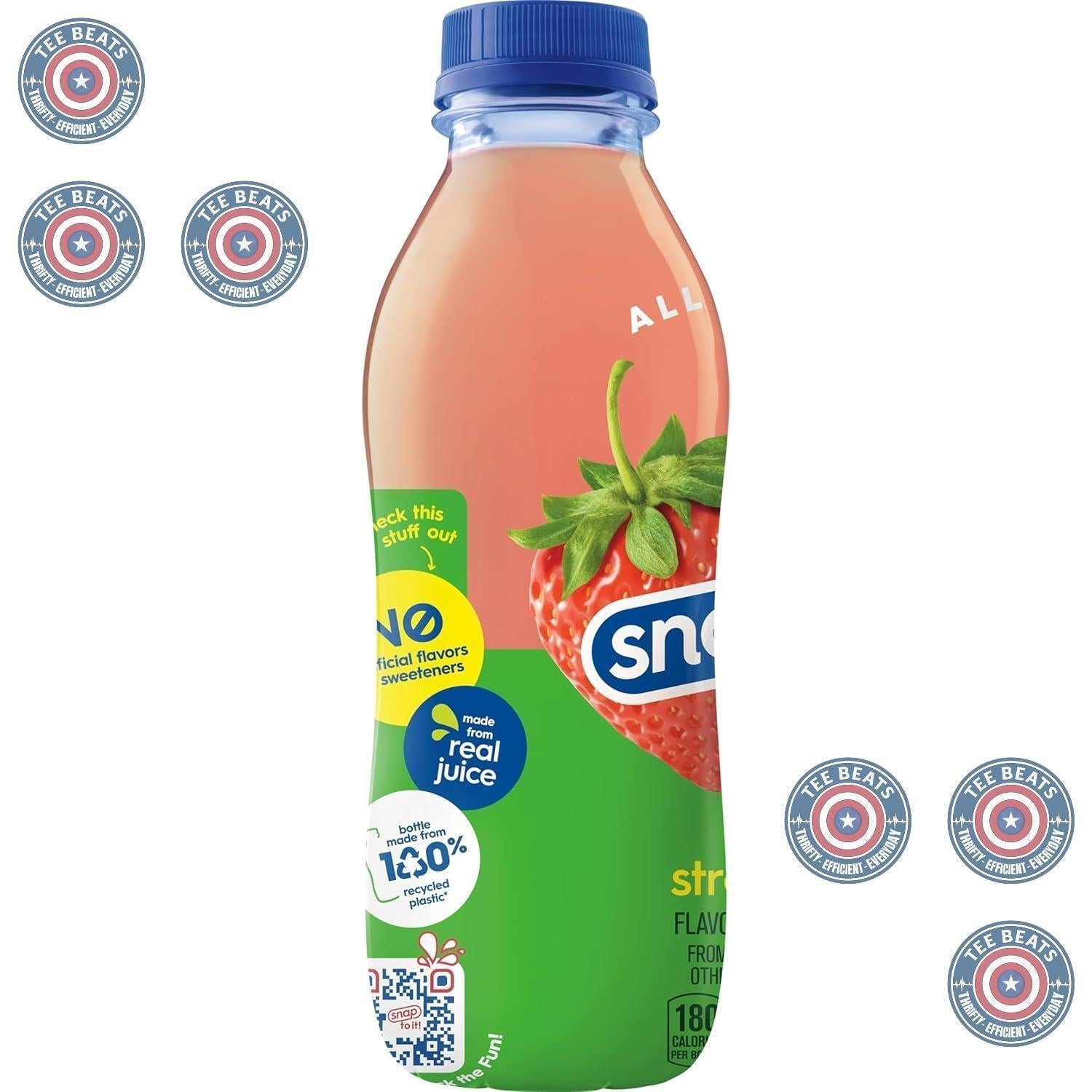 Snapple Kiwi Strawberry Juice Drink 16oz Bottles Pack of 12 - All Natural Office Break Room Fridge Stock Beverage for Team Rotation