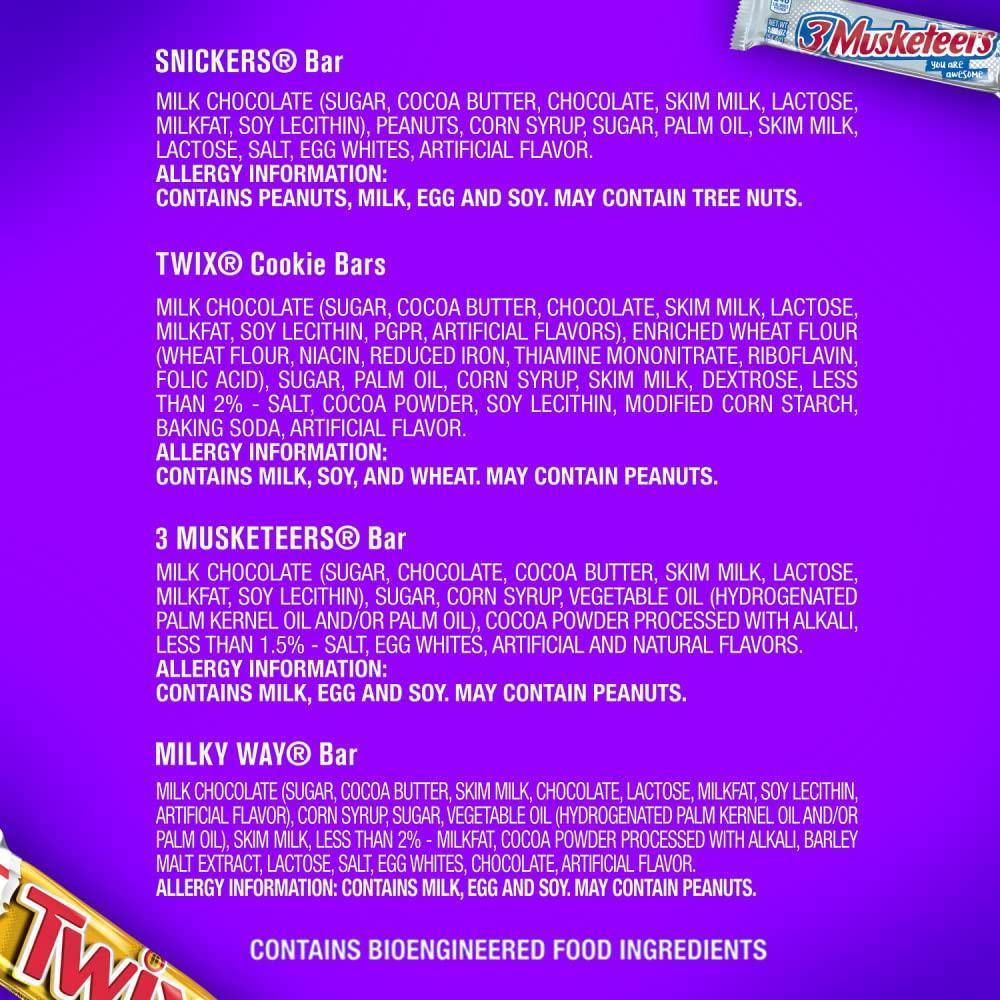 SNICKERS, TWIX, 3 MUSKETEERS, MILKY WAY Variety Chocolate Bar Bundle, Ready-to-Give Hostess Gift and Reindeer Game Prize, 18 ct Pack