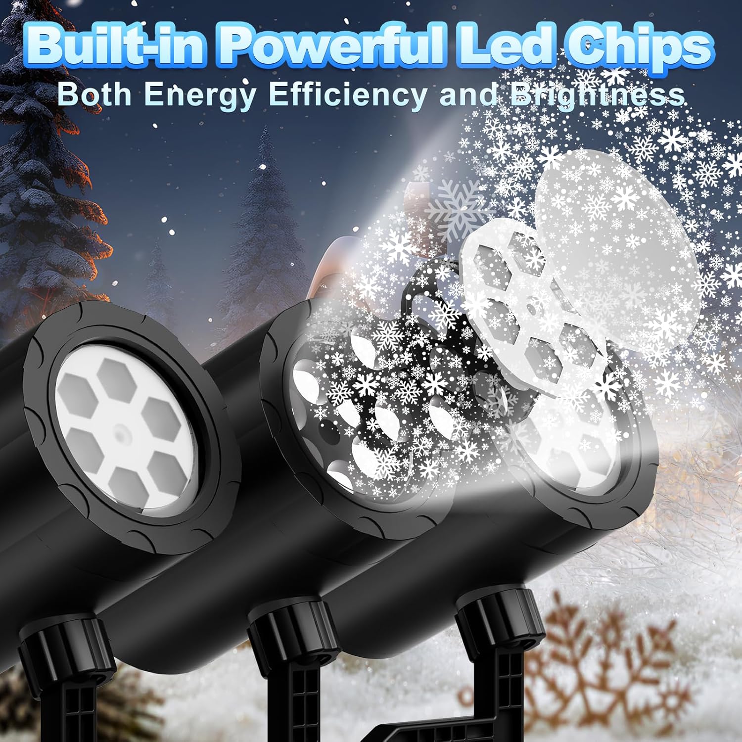 SnowflakePro Flameless Snowfall Projector Light, No Fire Risk LED Holiday Lighting Safe for Kids Pets and Bedrooms During Sleep