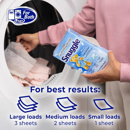 Snuggle Fabric Softener Dryer Sheets, Blue Sparkle Cuddle-Up Fresh, 230 Ct, Family-Safe Fabric Softener for Kids' Clothes and Nursery Linens