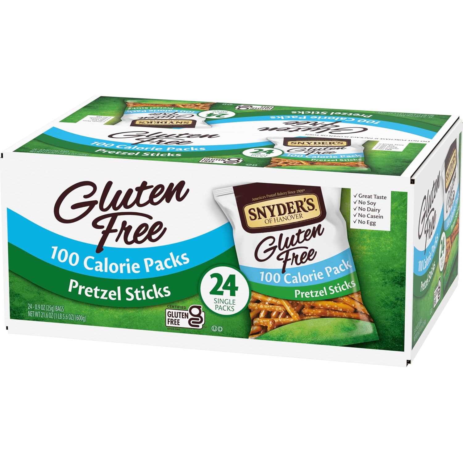 Snyder's of Hanover Gluten Free Pretzel Sticks – Nut-Free School Lunchbox Snack, 100 Calorie Packs, 24 Ct