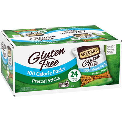 Snyder's of Hanover Gluten Free Pretzel Sticks – Nut-Free School Lunchbox Snack, 100 Calorie Packs, 24 Ct