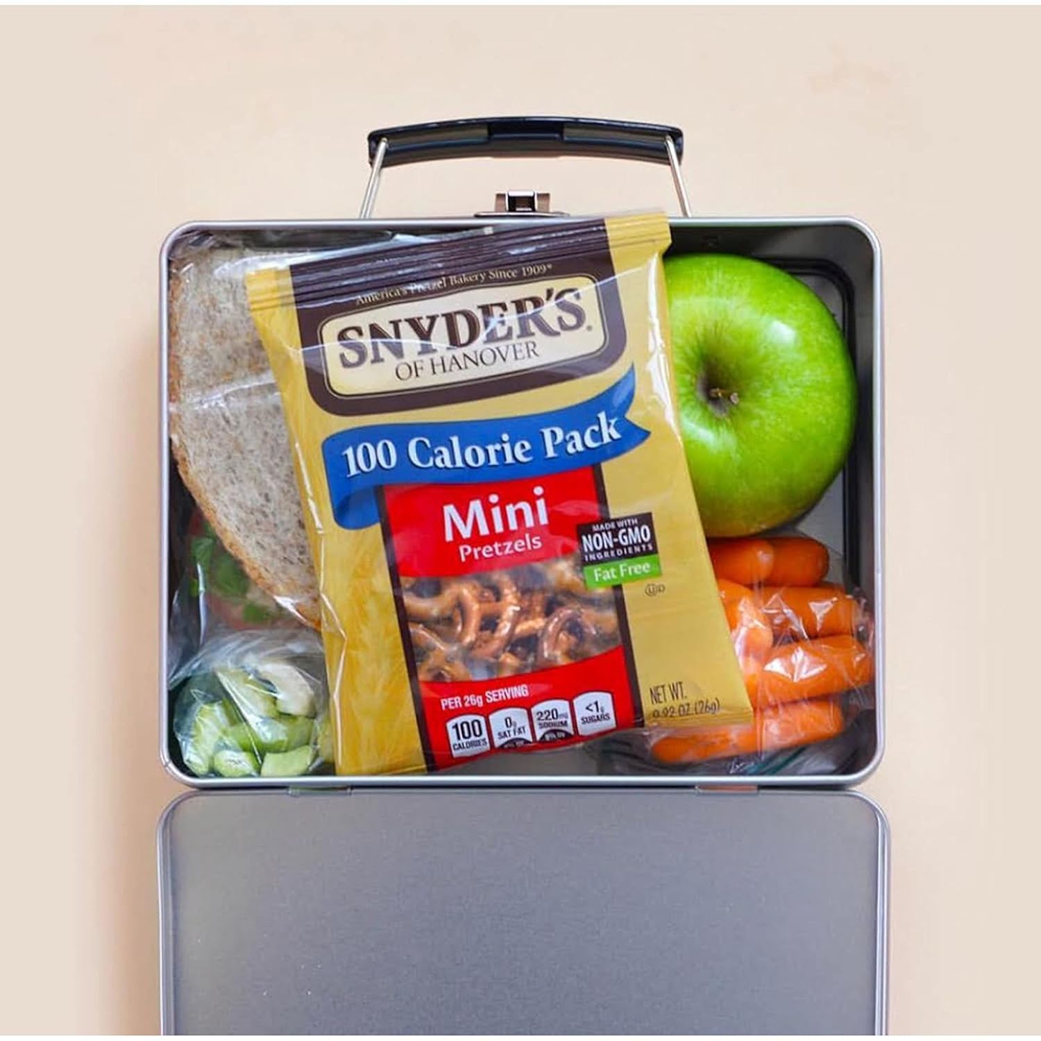 Snyder's of Hanover Mini Pretzels 100 Calorie Packs – Office Desk Drawer Snack for Workdays, 36 Ct