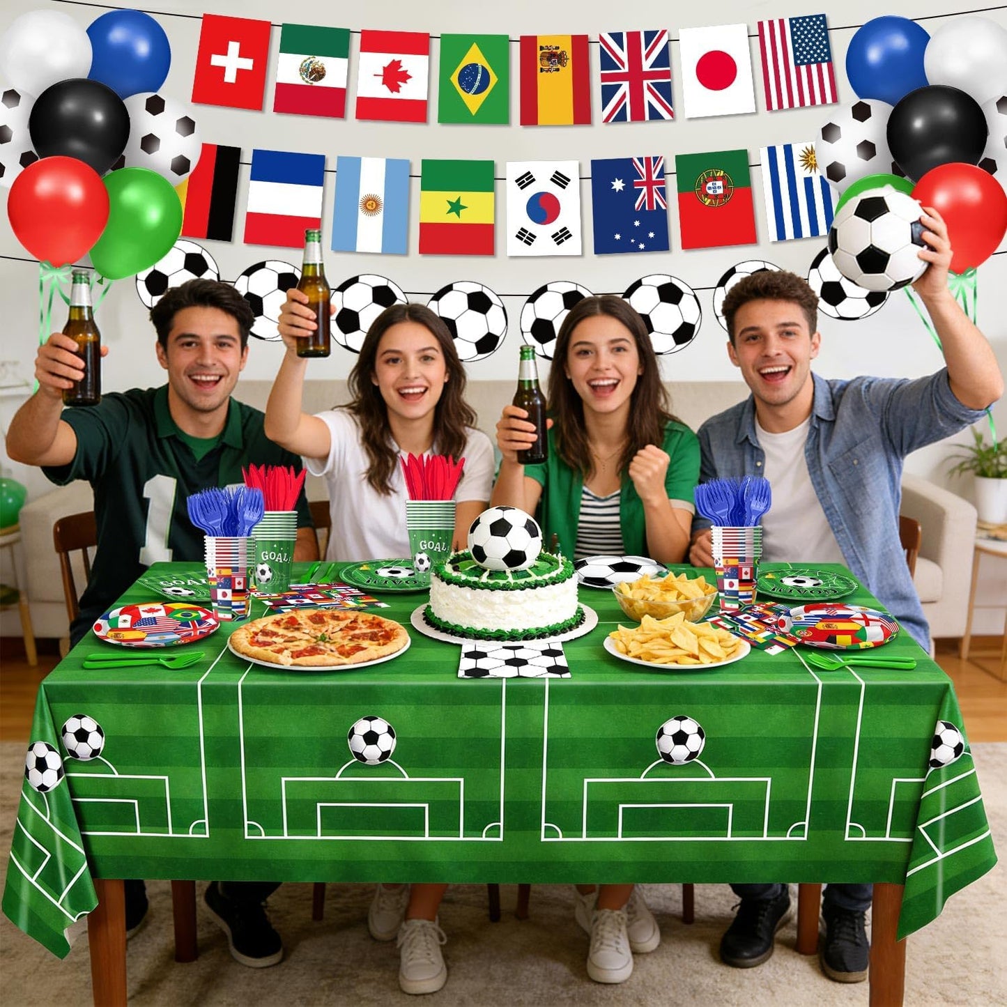 soccer ball graphics featuring international flags across multiple design variations