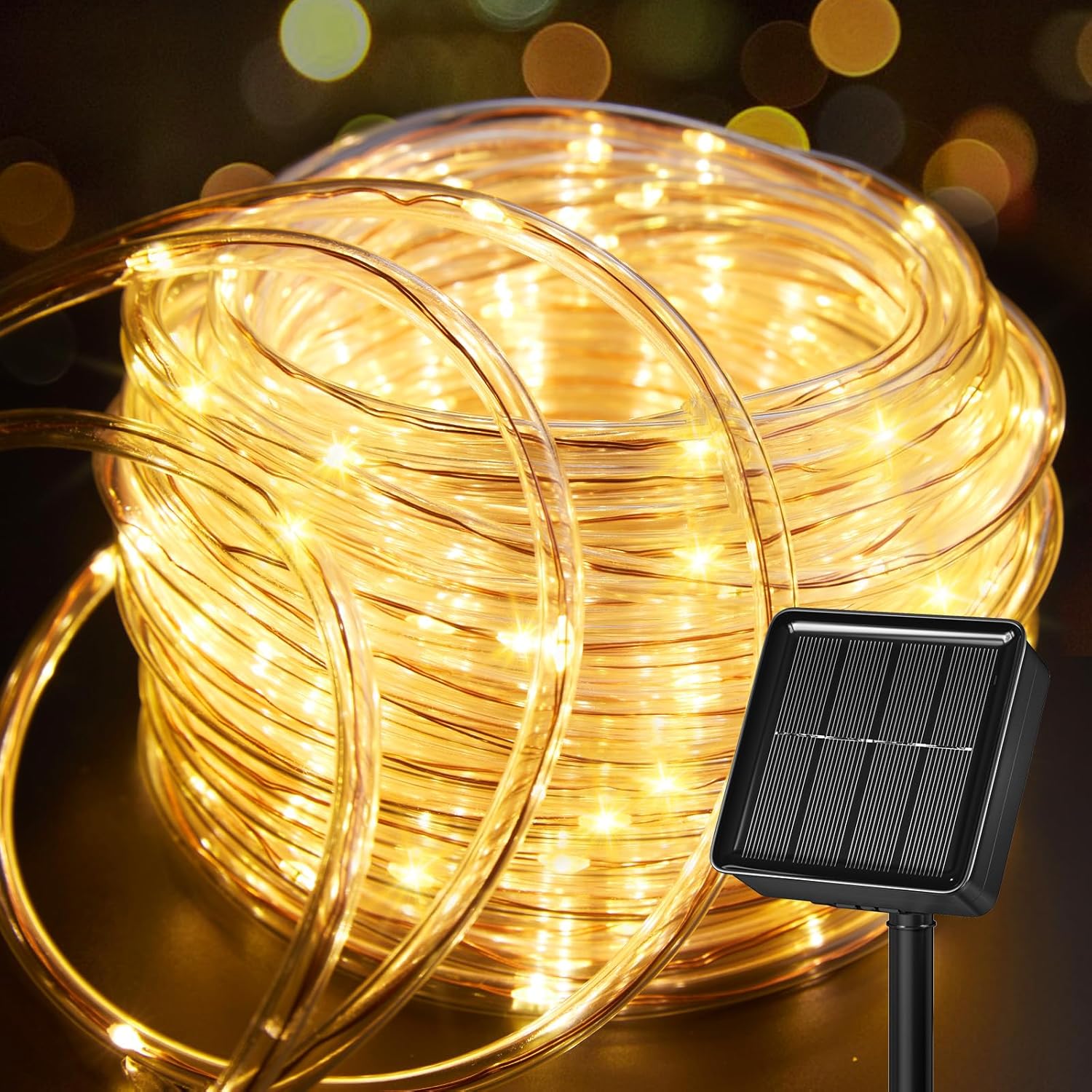 solar-powered with 1200mah rechargeable battery delivering 8-12 hours per full charge