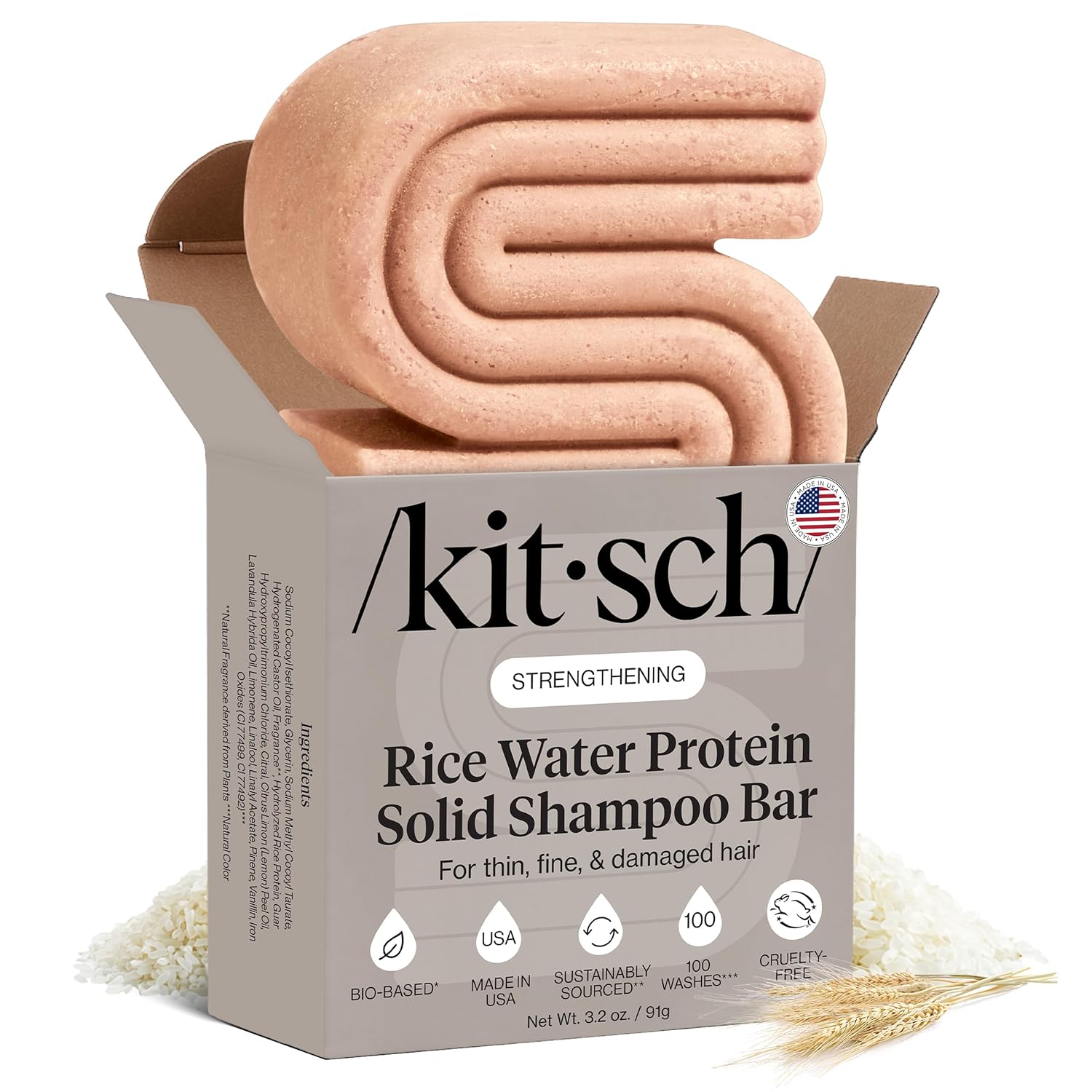 solid 3.2 oz bar format made with rice water and rice protein