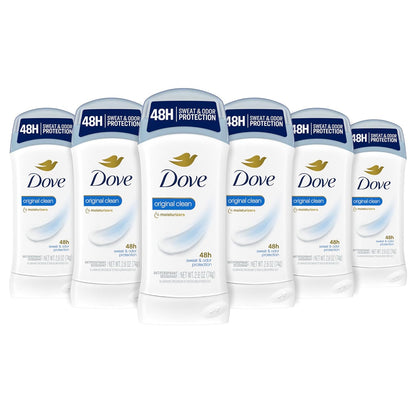solid antiperspirant stick in 2.6 oz size offered in 2, 3, and 6-pack configurations