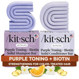 Kitsch Toning Purple Shampoo & Conditioner Bar Set - Thoughtful Birthday Gift for Blonde Women, Neutralizes Brassy Tones