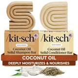 Kitsch Coconut Oil Shampoo and Conditioner Bar Set – Sustainable Birthday Gift for Her, Curly Hair Care Present for Mom and Women
