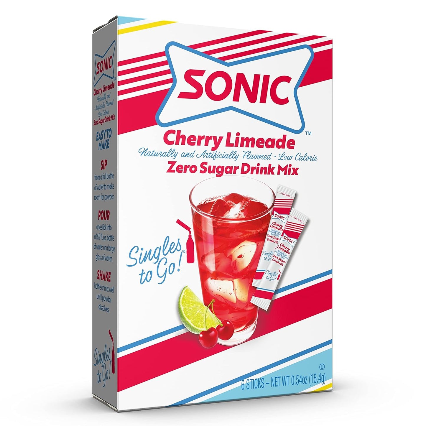 sonic drive-in licensed brand flavors in five varieties: strawberry lemonade, cherry limeade, ocean water, limeade, and a 40-count variety pack