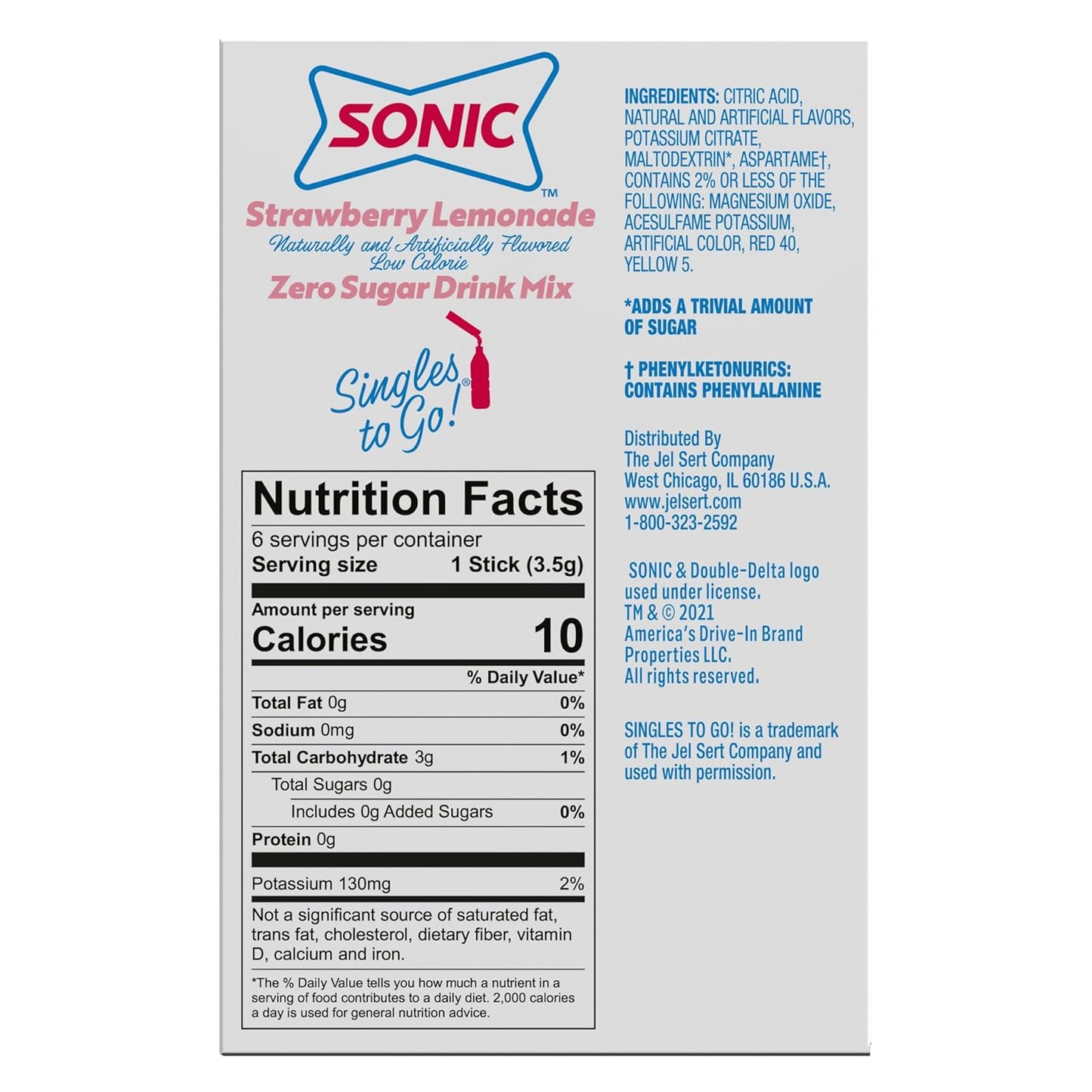 Sonic Singles to Go! Drink Mix Variety Pack – Sugar-Free Hydration for Self-Care Routines and Mindful Drinking Habits